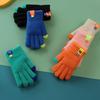 Children's Unisex Wool Knitted Gloves - Solid Color, Split Finger Design for Autumn/Winter Cycling and Outdoor Warmth