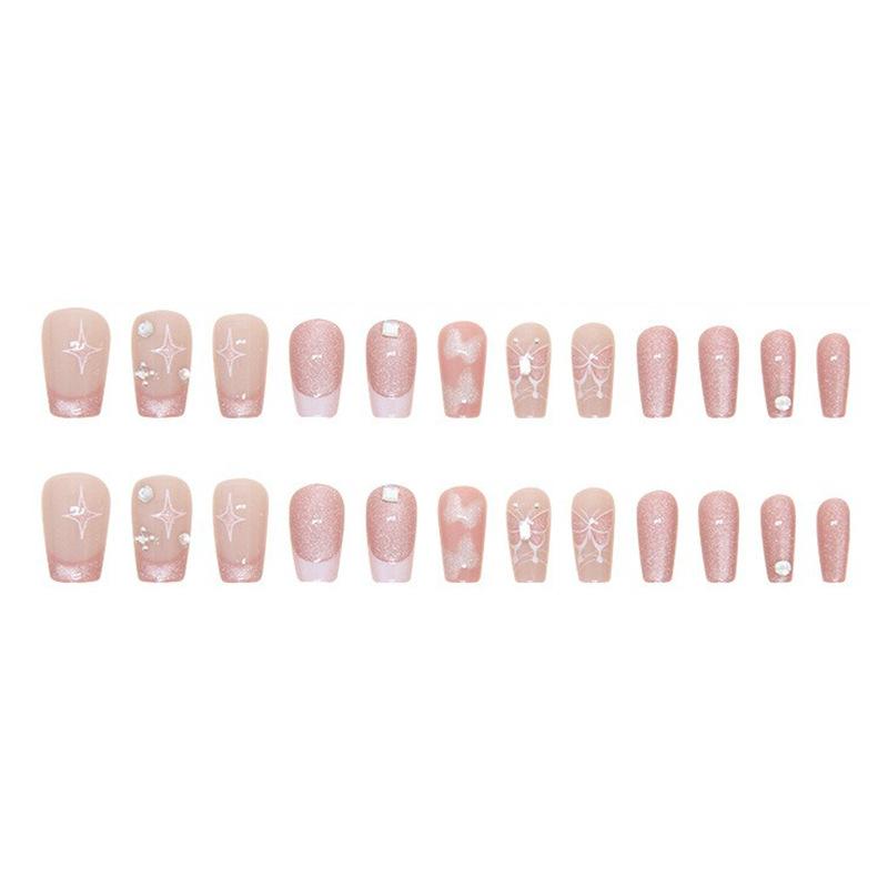 Ochiul de pisică care urmărește lumina franceză Purtând unghie Piesă de unghii detașabilă Piesă de unghii Stare drăguță Piesă de unghii fluture proaspătă