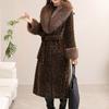 Winter New Leopard Print Imitation Mink Coat Temperament Winter Fashion Medium and Long Shawl Fur Collar Coat Women