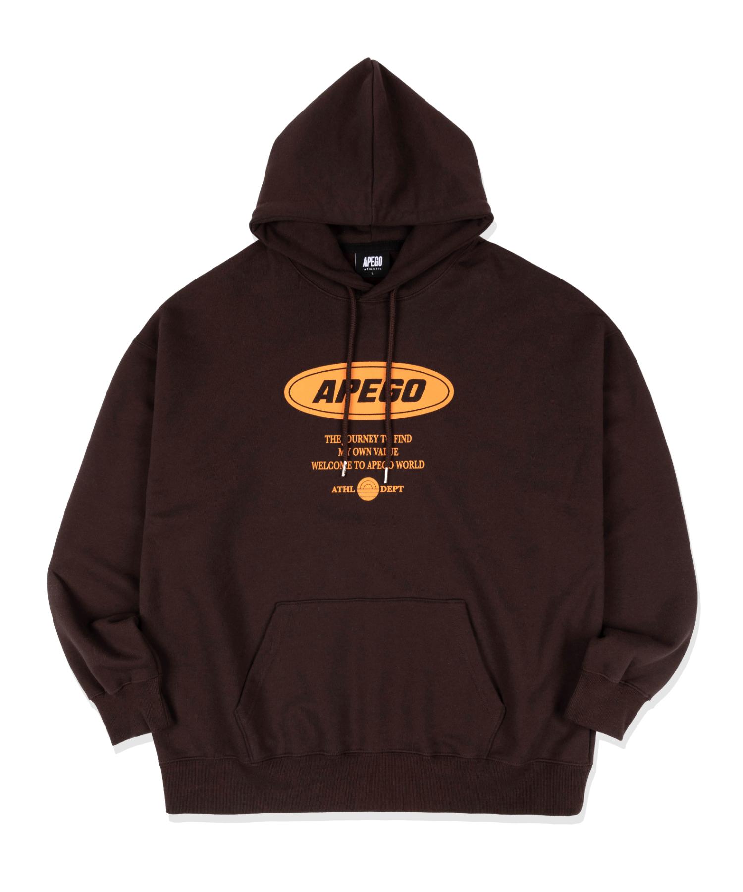 Apego Sports Oval Logo Oversized Hoodie Brown L