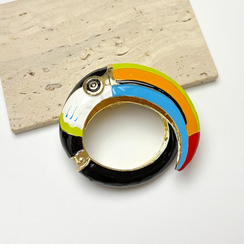 Metal Enamel Parrot Bangle Geometric Vintage Open Bangle Classic Glazed Cuff  Beach Jewelry