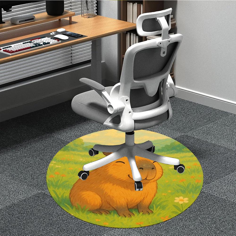 

1pc Capybara Print Chair Carpet for Office Non-Slip Mat for Office - Decorative Floor Mat yy251030215 80cm by 80cm