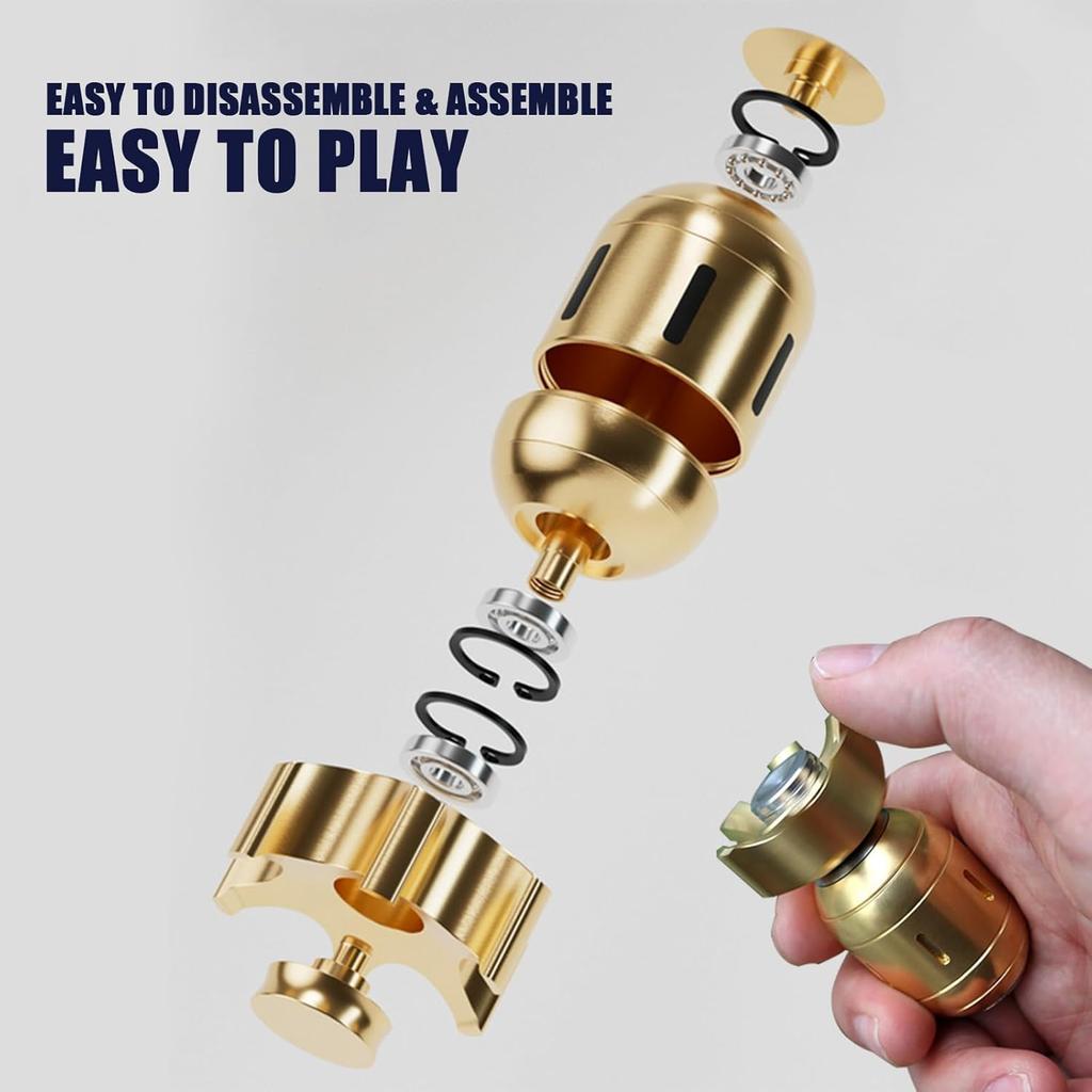 Fidget Spinner-Desk Toys, Metal Fidget Spinners, Fidget Toys, Cool Gadgets, ADHD Stress Relief EDC Finger Spinning Toy,Brass Atomic Bomb Sculpture