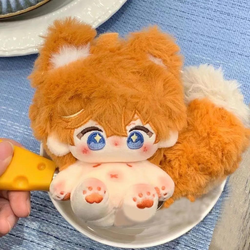 10Cm Tartaglia Plush Doll Genshin Impact Game Cosplay Animal Ear Tail Body Dango Pendant Keychain Dolls Toy For Kids Xmas Gift