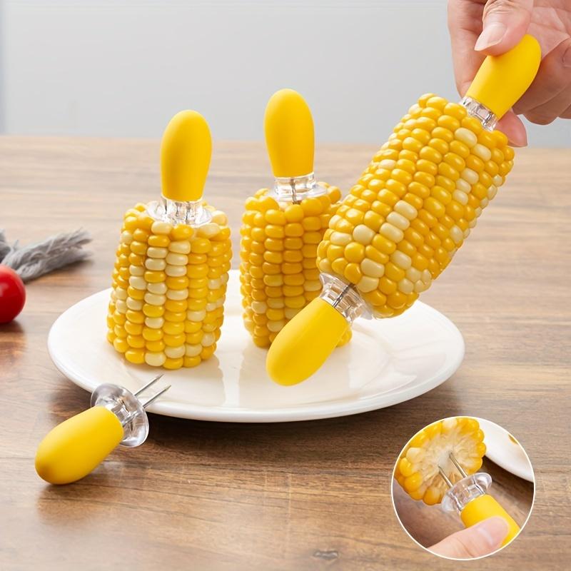 Stainless Steel Corn Fork with Ergonomic Handle Durable,Food Safe BBQ,Fruit Stick Pin Insert for Easy Handling,Corn Handling Utensil Ergonomic Grip