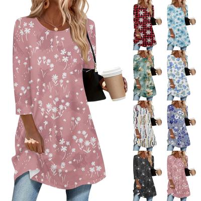 Blusa Casual Feminina com Manga Três Quartos e Gola Redonda
