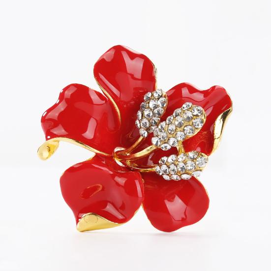

Кристалл горный хрусталь цветок лилии шарф брошь булавка для женщин элегантный подарок ювелирных изделий красный