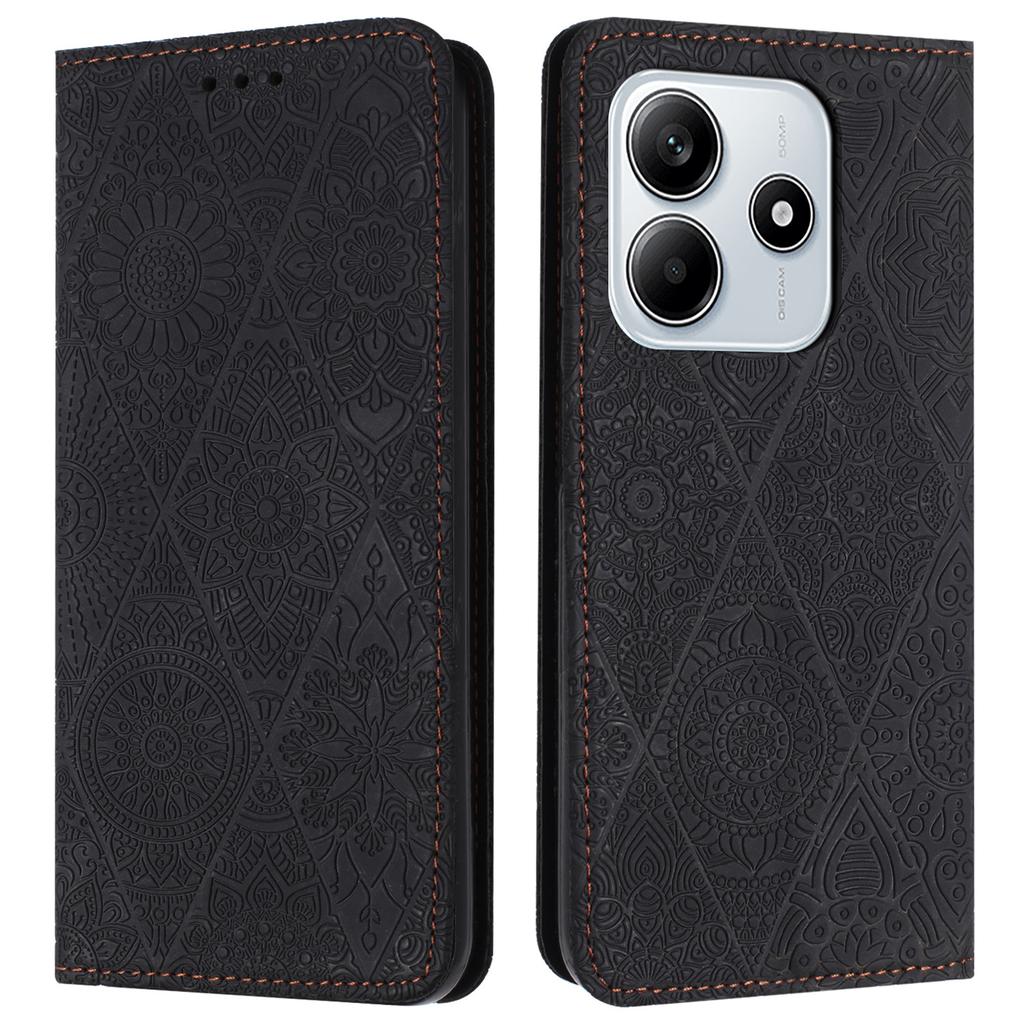 Etui dla Xiaomi Redmi Note 14 5G z nadrukowanym kwiatem, portfel, podstawka, skórzany pokrowiec na telefon