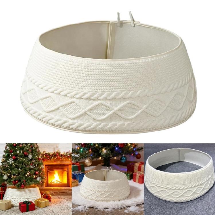 Classical Design Knitted Tree Skirt With Secure Clamping System Christmas Tree Skirt with Clips For Seasonal Celebration