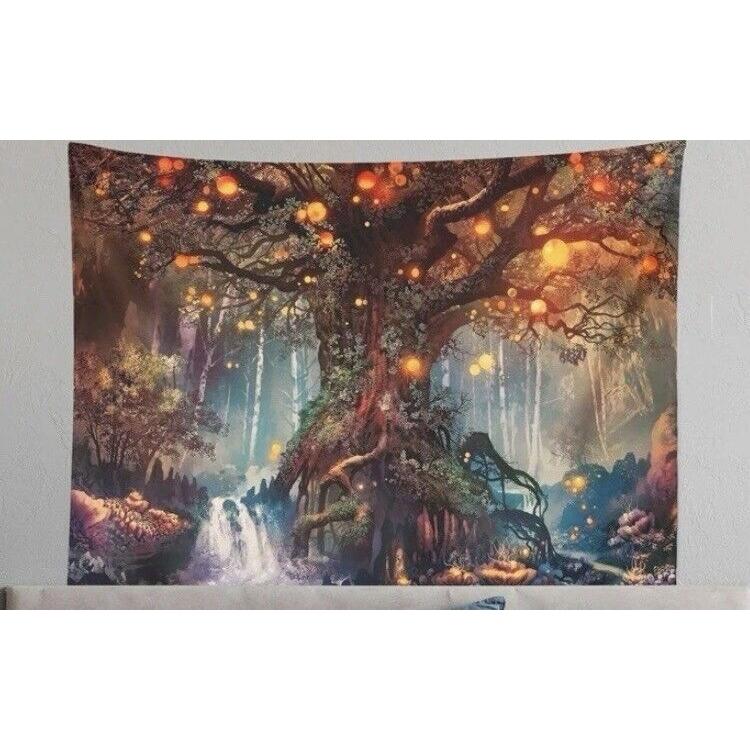 Orange psychedelic wish tree tapestry 75x100