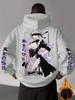 Men's Autumn/Winter Casual Sports Street Style Comic Fighting Maid Print Warm and Comfortable Hooded Sweatshirt