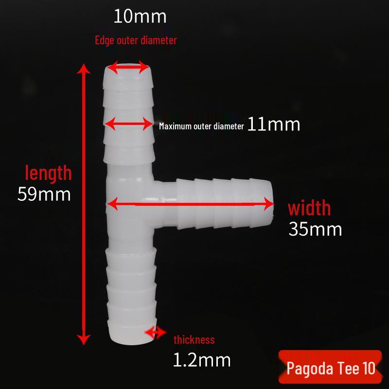 Raccord en T coudé de pagode Connecteur de tuyau Raccords en plastique caoutchouc - Accessoires pour tuyaux d'eau