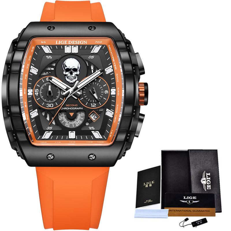 Top Brand Men's Watches Luxury Square Quartz Wristwatch Waterproof Military Chronograph Watch For Men Relogio Masculino+BOX