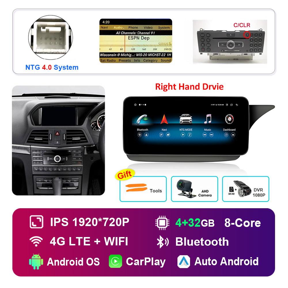 10.25'' Right Hand Drvie for Mercedes Benz E Class C207 W207 2009 - 2015 NTG 4.0 4.5 System Android Car Radio Multimedia Player