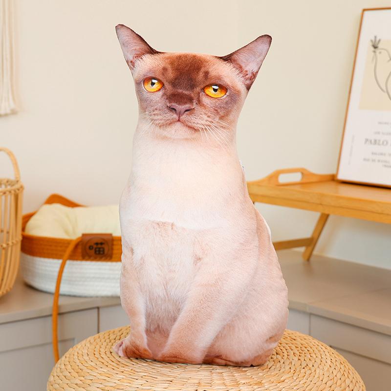 Realistic 3D Cat Plush Pillow Soft Cartoon Simulation Cat Stuffed Doll Kawaii Plush Animals Kitten Toy Sofa Cushion Sweet Gift