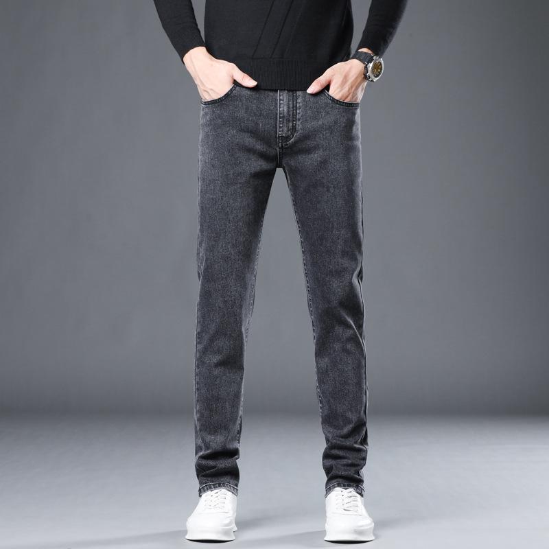 Winter Fleece Thick Warm Jeans Men's Slim Straight Elastic Denim Pants Casual Male Clothing Fashion Plush Trousers