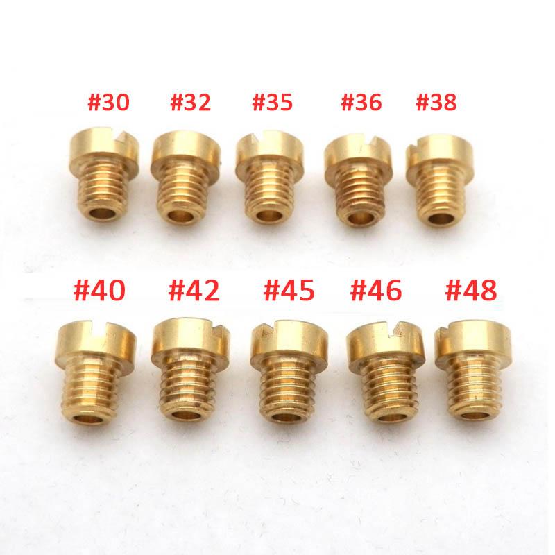Pack of 10pcs 6mm 5mm Thread Motorcycle Main Jet M6 M5 Kit for DellOrto BGM Motoforce Carburetor Injector Nozzle Size 50-200