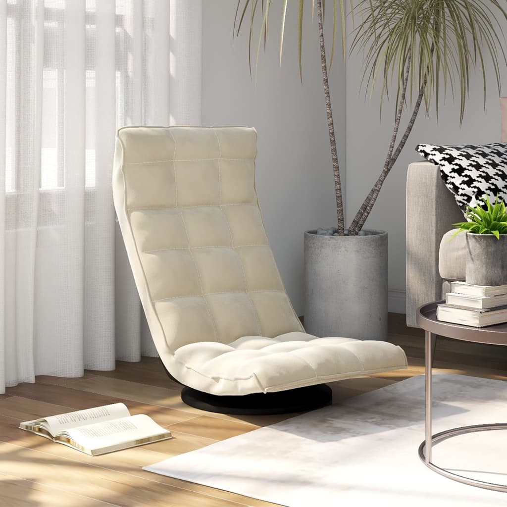 Floor Chair Swivel Cream Velvet