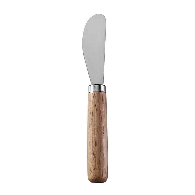 Stainless Steel Cheese Tools Set with Rubber Wood Handle, Including Cheese Knife, Slicer, Butter Knife, and Fork.