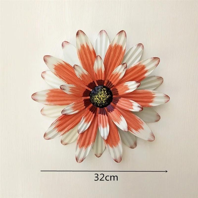 3D Flower Wall Art Decorations Metal Hanging Flower Wall Sculptures Hanging Ornament For Bathroom Living Room Garden Yard Home D