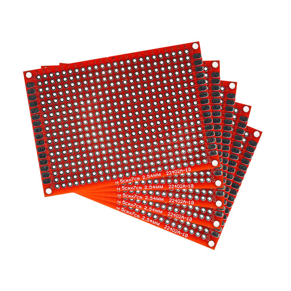

5PCS PCB Board red Double-sided Board 5*7CM PCB DIY Universal Circuit Boards