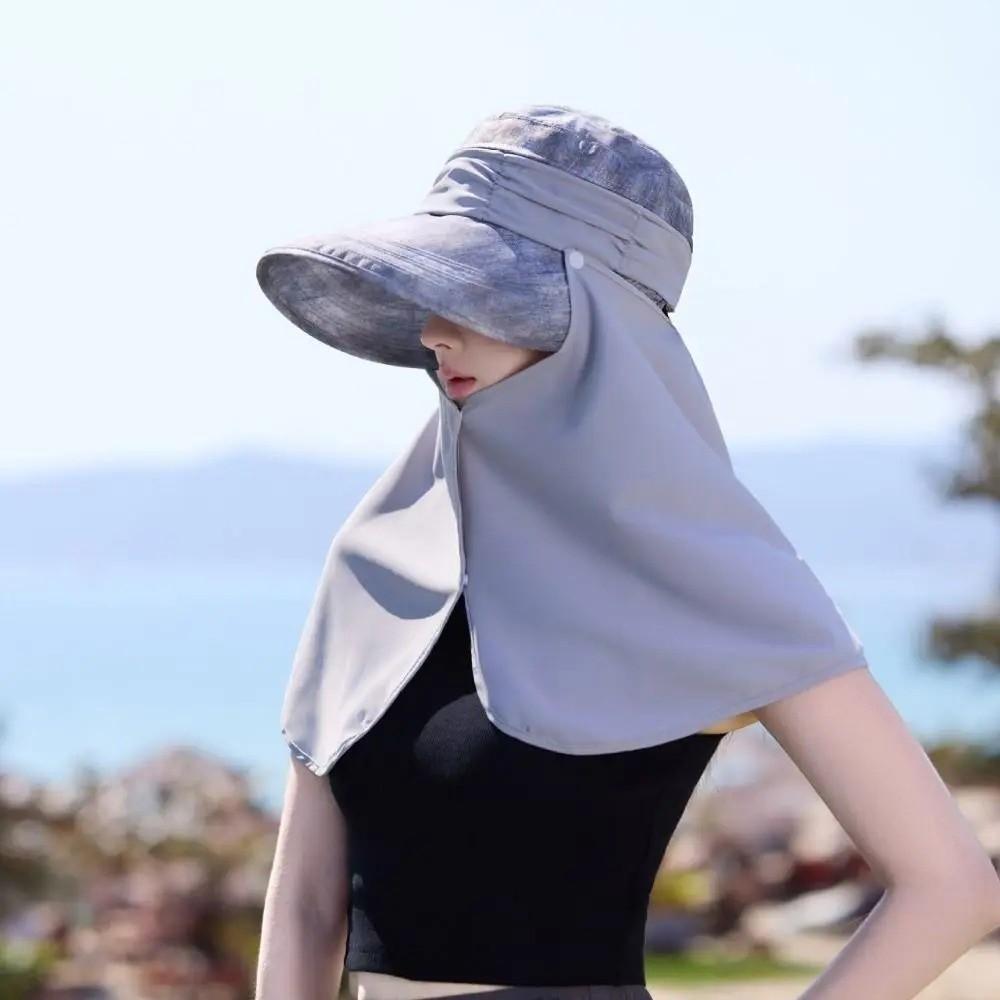 Portable Adjustable Fisherman Hat Uv Protection Solid Color Sunshade Sun Hat Mask Hat Summer