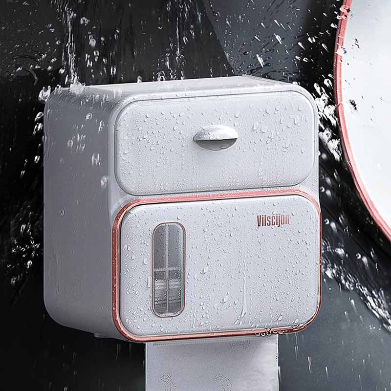 Toalettpappershållare Vattentät Tissue Storage Box Väggmonterad Toalettrulle Organizer Badrumstillbehörsset