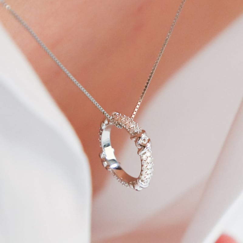 

dfarbe silver natural moissanite double X ring necklace free