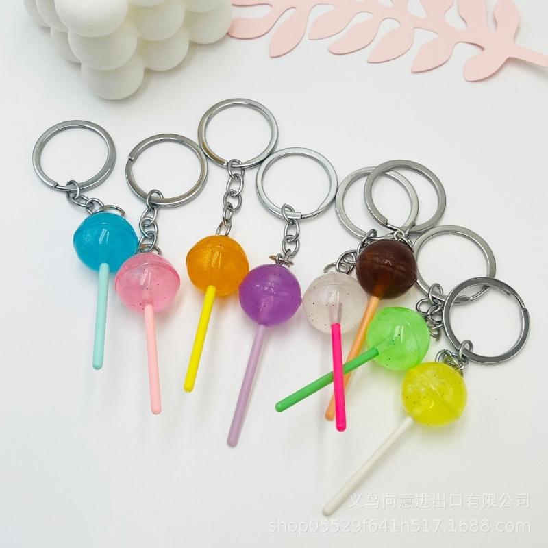 Llaveros Colgantes de Piruleta de Simulación Accesorios de Llavero con Forma de Caramelo de Colores