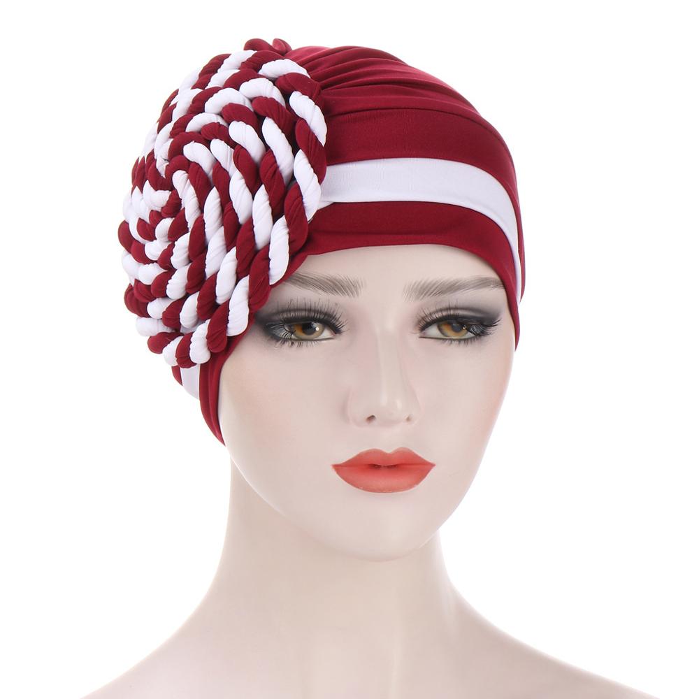 two-color trendy India turban bonnet arab wrap head scarf ready to wear hijab hat muslim headdress woman Inner hijab caps