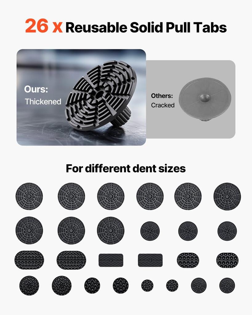 Dent Puller Kit, 61 PCS Paintless Dent Removal Kit with Golden Lifter, Slide Hammer T-Bar, Glue Gun, Auto Body Hail Damage Repair Remover Tools for