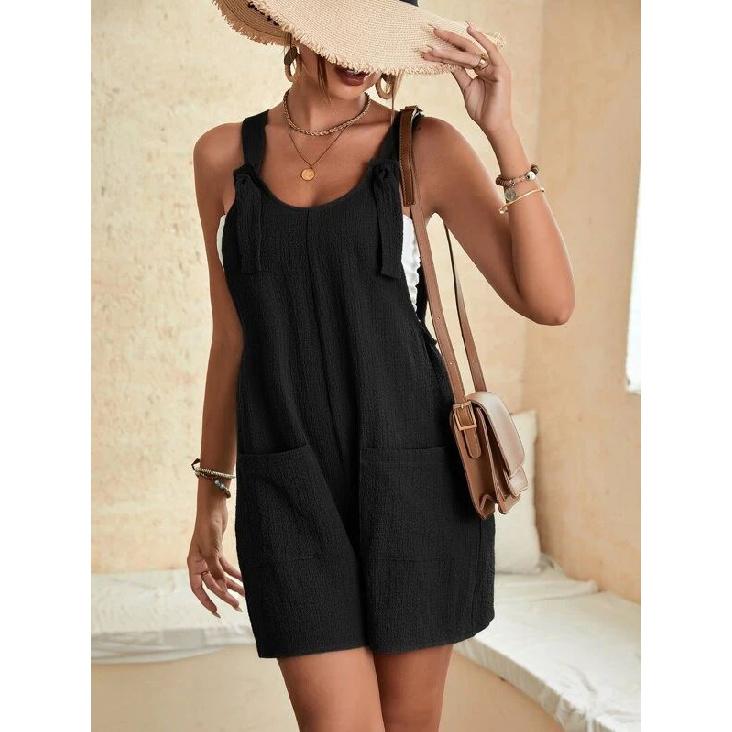 2026 Women s Summer Casual Fashion Suspender Shorts Jumpsuit Overalls S чёрный