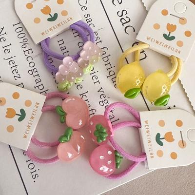 Strawberry Children Hair Scrunchies Candy Color Peach Kids Ponytail Holder Hairpin Hair Accessories Fruit Hair Rope Headdress