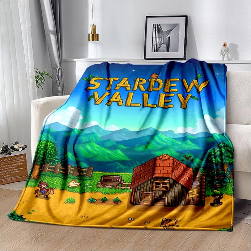3D Stardew Valley Farm Map Game Cartoon Blanket,Soft Throw Blanket for Home Bedroom Bed Sofa Travel Picnic Cover Kids Gift