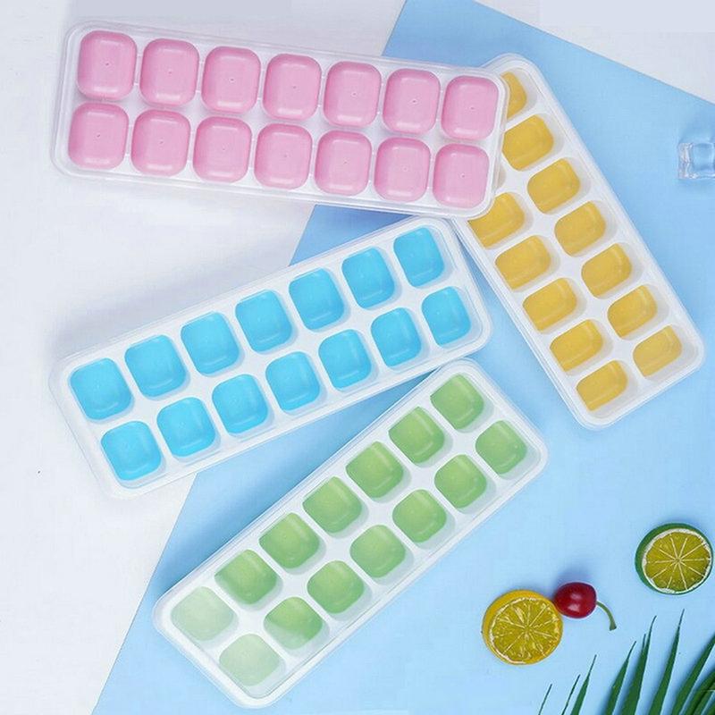 1Pc Silicone Ice Cube Mold Easy-Release Flexible Mold With Spill-Resistant Removable Reusable Lidstackable Ice Tray With Cover