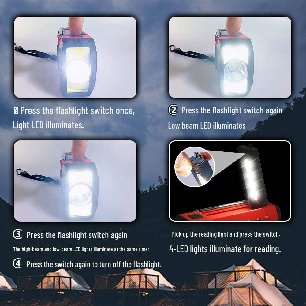 4000mAh Solar Hand-Crank Emergency Radio & LED Flashlight for Camping