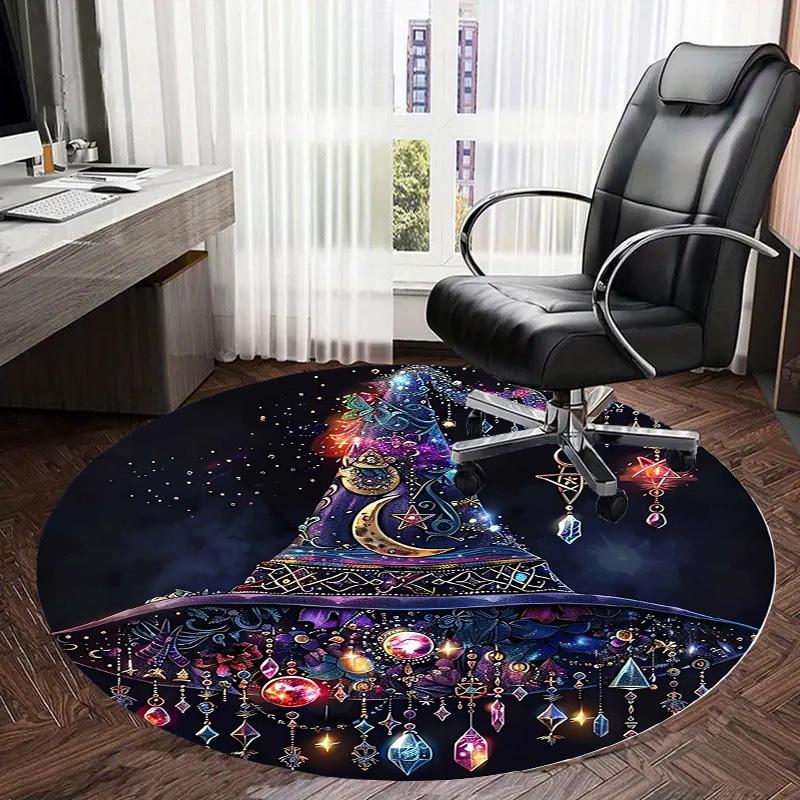 1pc Office Carpet Chair Mats Witch's Hat with Celestial Decorations Perfect for Decorating Office Chairs, Living Rooms, Or Bedrooms