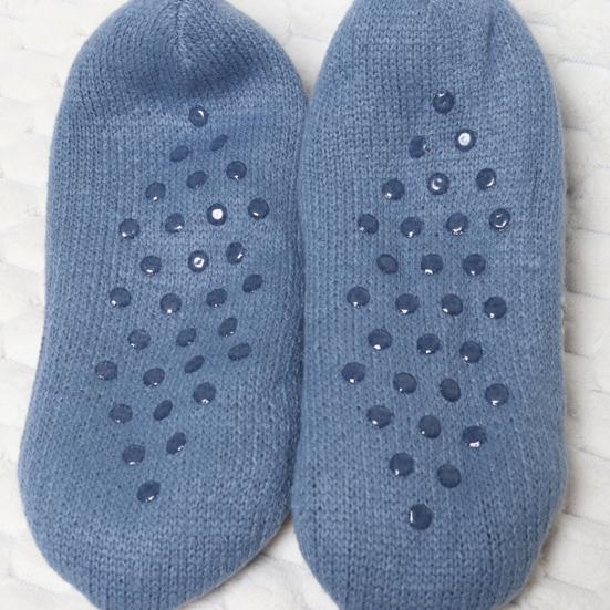 Retro Winter Slipper Socks Thickened Fleece Lined Low Cut Socks Socks with Grips Non-Slip Ankle Slipper