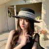 Hat Women's Versatile Lace Strap Bow Dome Straw Hat Summer Travel Shade Sunscreen Big Brim Basin Hat