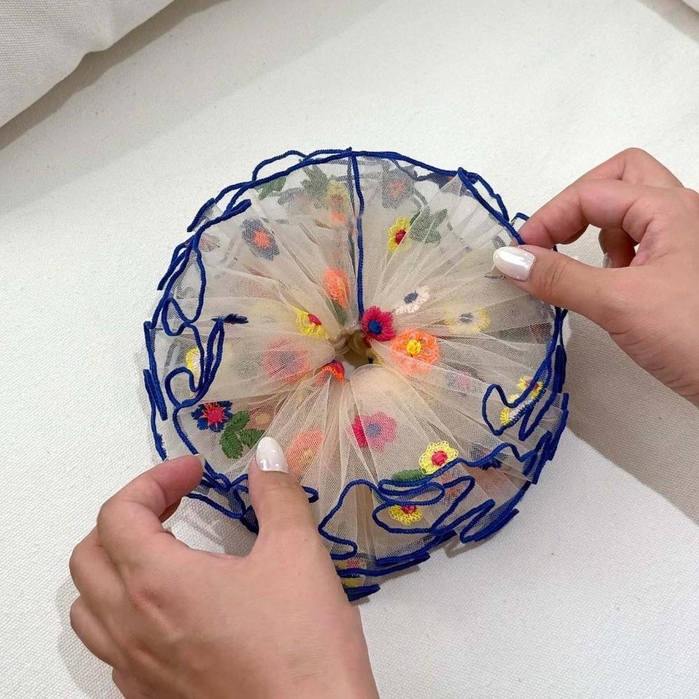 Large Intestine Circle Floral Hair Rope Korean Style Bun Rubber Bands Flower Lace Hair Ring  Daily