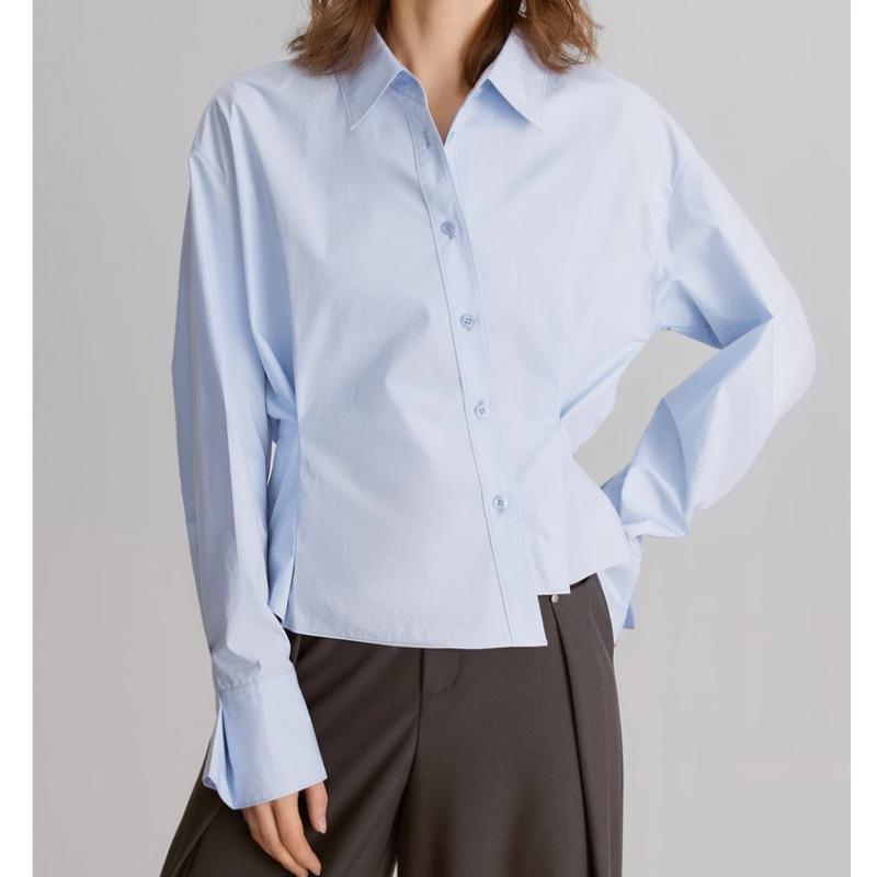 French-style foreign-style shirt, top, versatile and thin, casual and irregular design, long-sleeved shirt, small shirt, loose new.