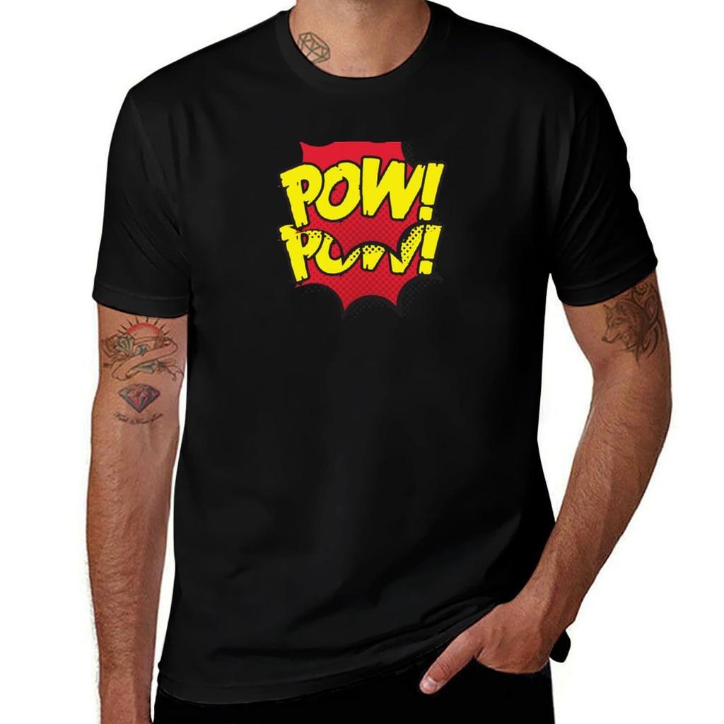 POW POW Comic Bubbles TShirt T Shirts for Man Pack Cotton G Man T Shirts for Men TShirt