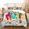 Piano Pattern Duvet Cover Microfiber Classic Music Themed Bedding Set Musical Pattern Geometric Stripe King Quilt Cover