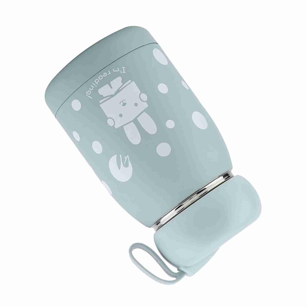 Stainless Steel Cute Rabbit Pattern Vacuum Cup Mug Thermos Cup Water Bottle (Blue)