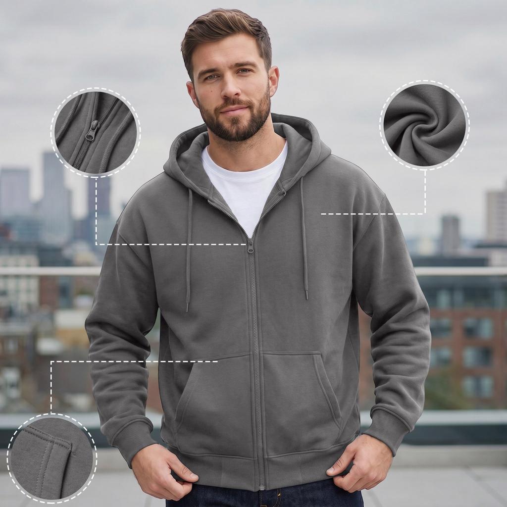 Men's Casual Color Zip-up Hoodie Jacket
