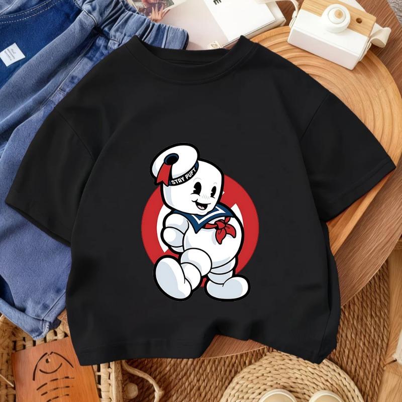 2026 Summer Boys and Girls T-Shirt Ghostbusters Cartoon Casual Street Fashion