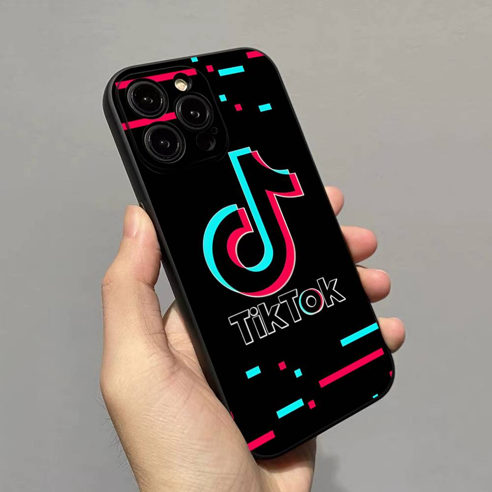

T-TikTok-K For Iphone 17 16 15 11 13 14 Pro Max Plus 12 Mini Black Shell Cover Phone Case iPhone 12
