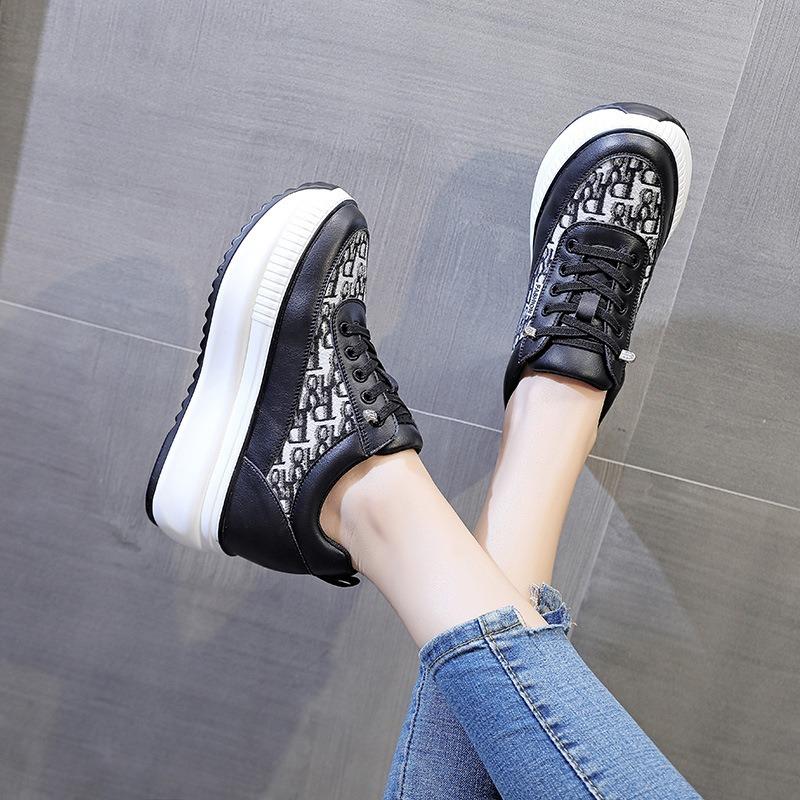 Autumn women's shoes new muffin thick sole inner height increase leisure sports white shoes women's single shoes