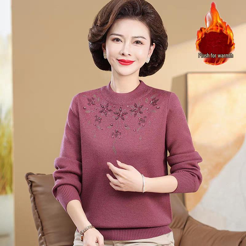 Women's Plus Velvet Thick Knit Sweater - Warm & Stylish Base Layer for Autumn/Winter