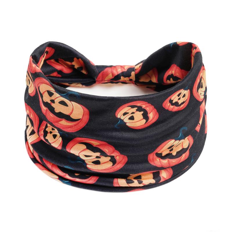 Halloween Druck Stirnbänder Damen Mädchen Mode Haarband Schädel Vintage Kreuz Turban Bandage Bandanas Haarreifen Haarschmuck